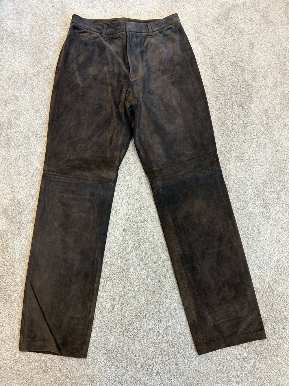 Nine West dark chocolate brown suede leather straight boot cut pants women Sz 6